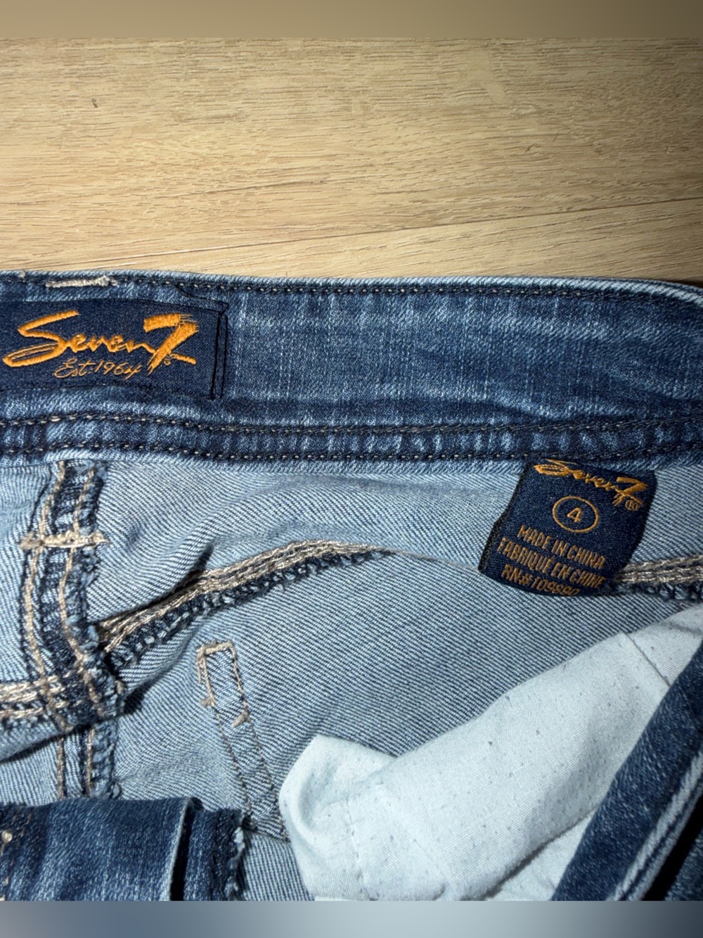 Seven7 Mid Blue Denim Bermuda Shorts - Picture 3 of 3